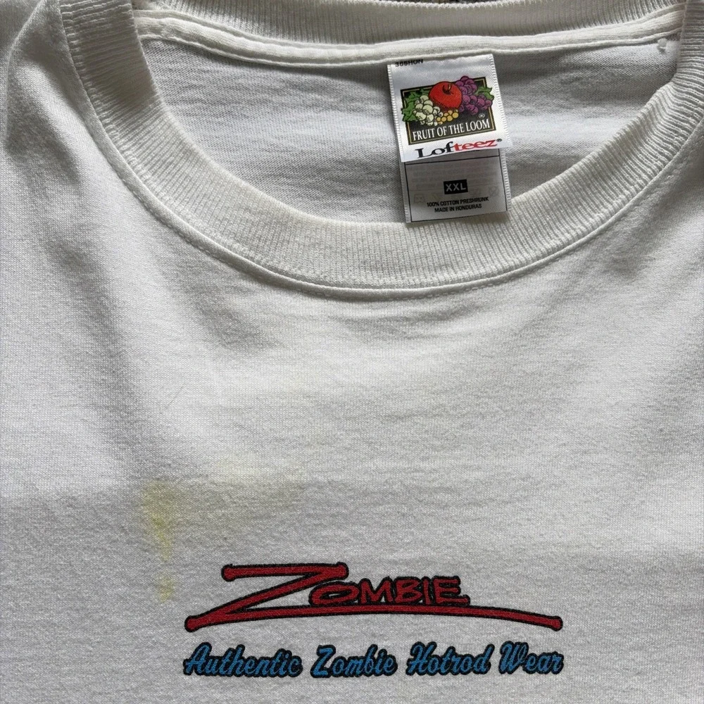 Vintage 1998 Zombie Hotrod Wear T Shirt Playing Card White 2XL Zombie Marcom